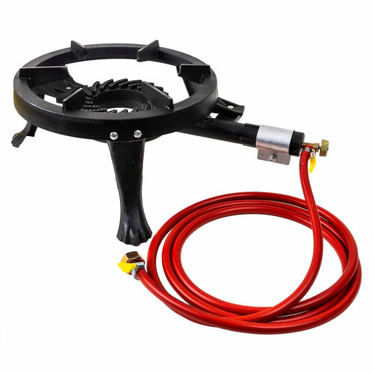 Set arzator rotund, pirostrie din fonta, (ZTS 5442)  diametru 33cm, 2.5m furtun, 2 coliere, stut butelie / SET 30042