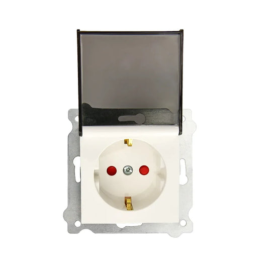 Priza simpla incastrata, cu capac 16A, 250V, SCHUKO EXEN alb / 290-000103-240