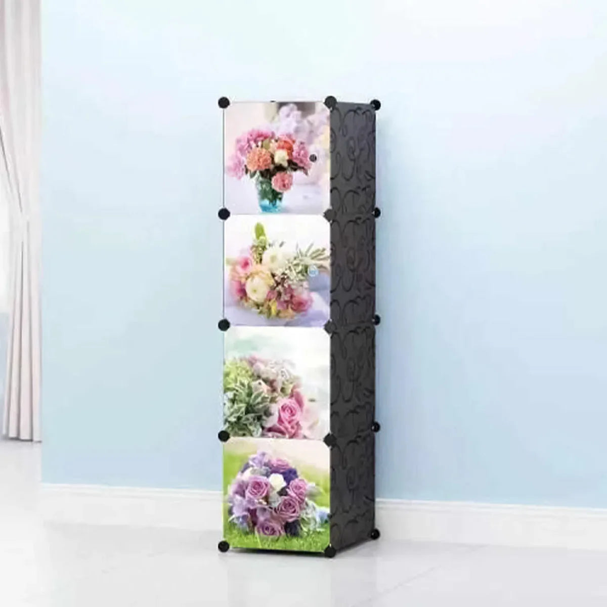 Dulap modular din plastic cu schelet metalic, D3204N, Negru