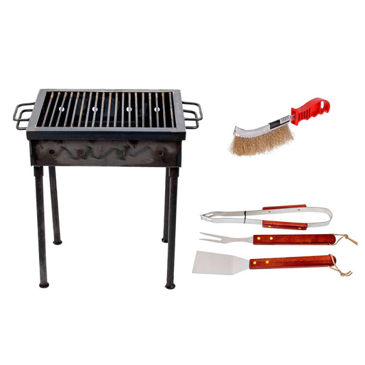 Pachet gratar metalic 40x30cm (5207) plus perie de sarma (ZLN 2264) plus 3 accesorii gratar (ZTS 8338) / 5207_2