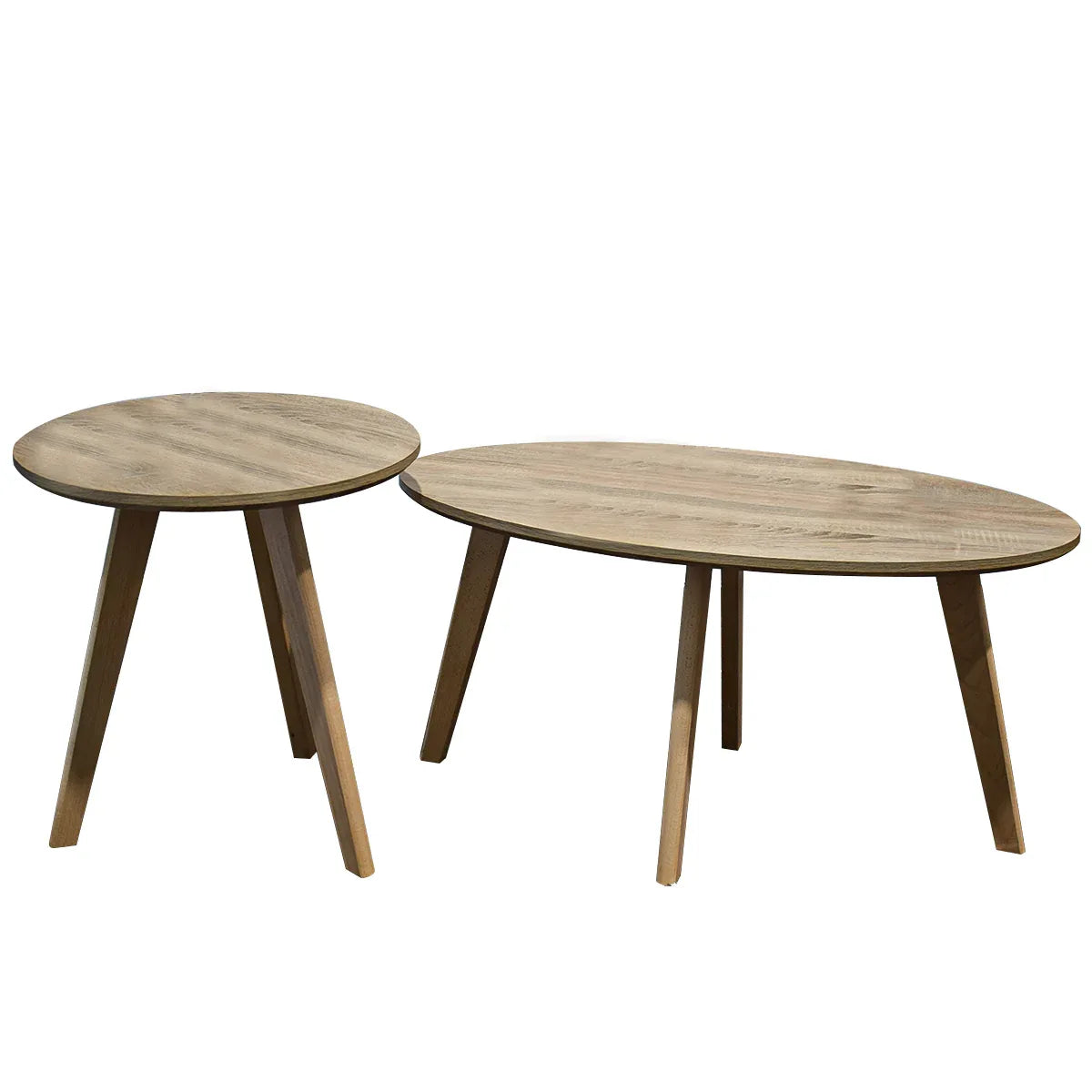 Set 2 masute de cafea, stil modern, Naimeed 650, Salcam Deschis