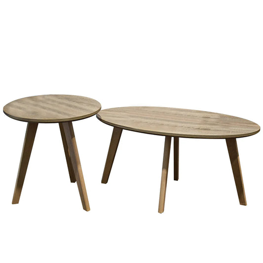 Set 2 masute de cafea, stil modern, Naimeed 650, Salcam Deschis