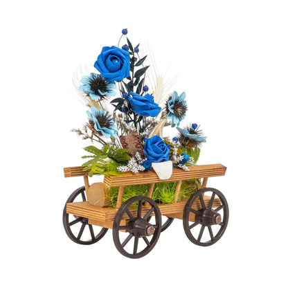 Aranjament caruta din lemn cu flori / EXT 10160