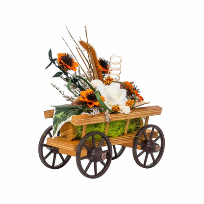 Aranjament caruta din lemn cu flori / EXT 10160