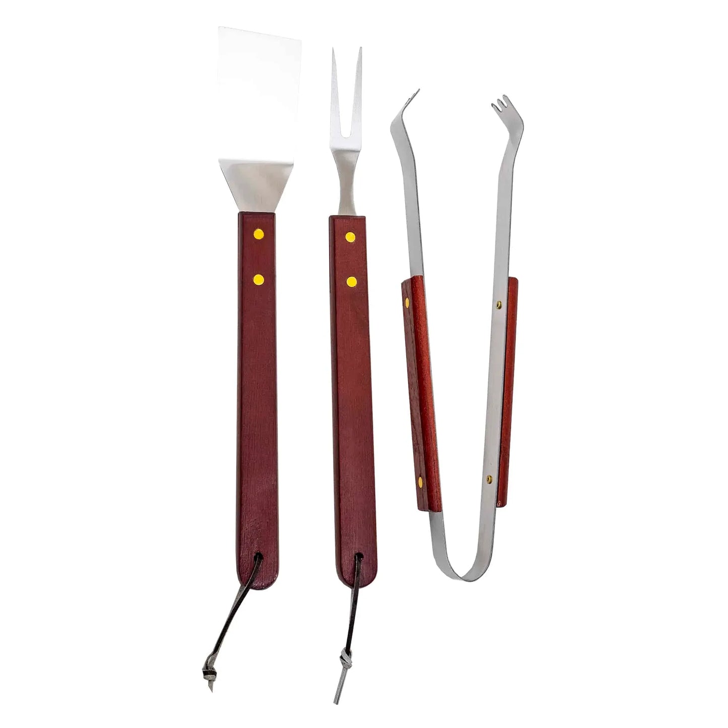 Set accesorii 3 piese gratar, cu maner din lemn / 843