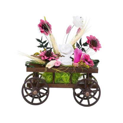 Aranjament caruta din lemn cu flori / EXT 10160