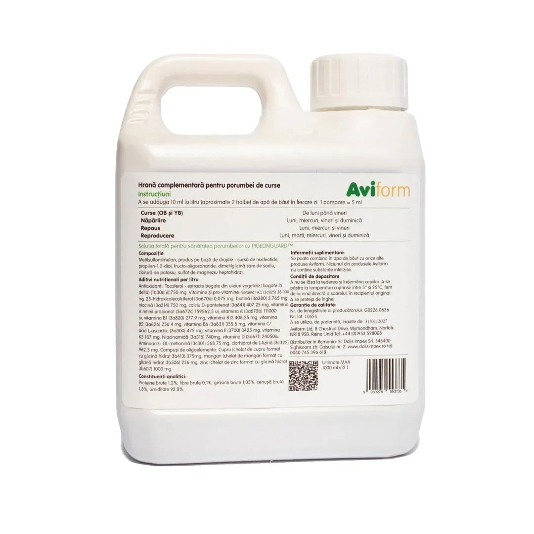 Aviform Ultimate Max – supliment complet pentru porumbei de competiție