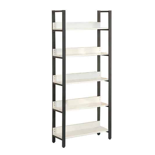 Biblioteca cu 5 polite, un compartiment, Naimeed B5-80, Negru/Alb