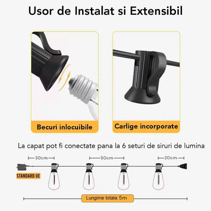 Ghirlanda luminoasa, solara, decorativa, interconectabila, Naimeed D6123, 5m, 10 Becuri LED, Lumina Alb Cald