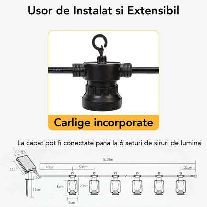 Ghirlanda luminoasa, solara, decorativa, interconectabila, Naimeed D6111, 5m, 10 Becuri LED, Lumina Alb Cald