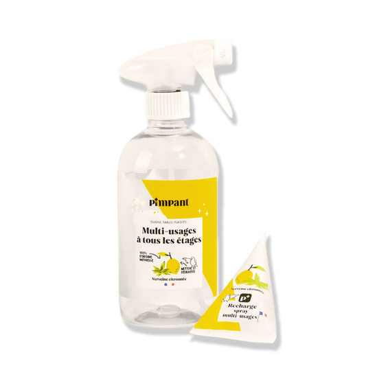 Set Spray Reîncărcabil 500 ml + Rezervă Detergent Multi-Suprafețe, 100% naturală