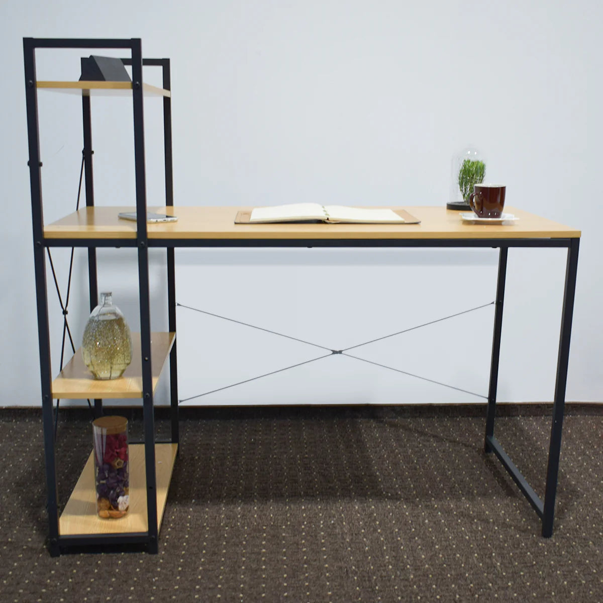 Birou cu cadru metalic, inaltime 75cm, Naimeed D03, Mesteacan