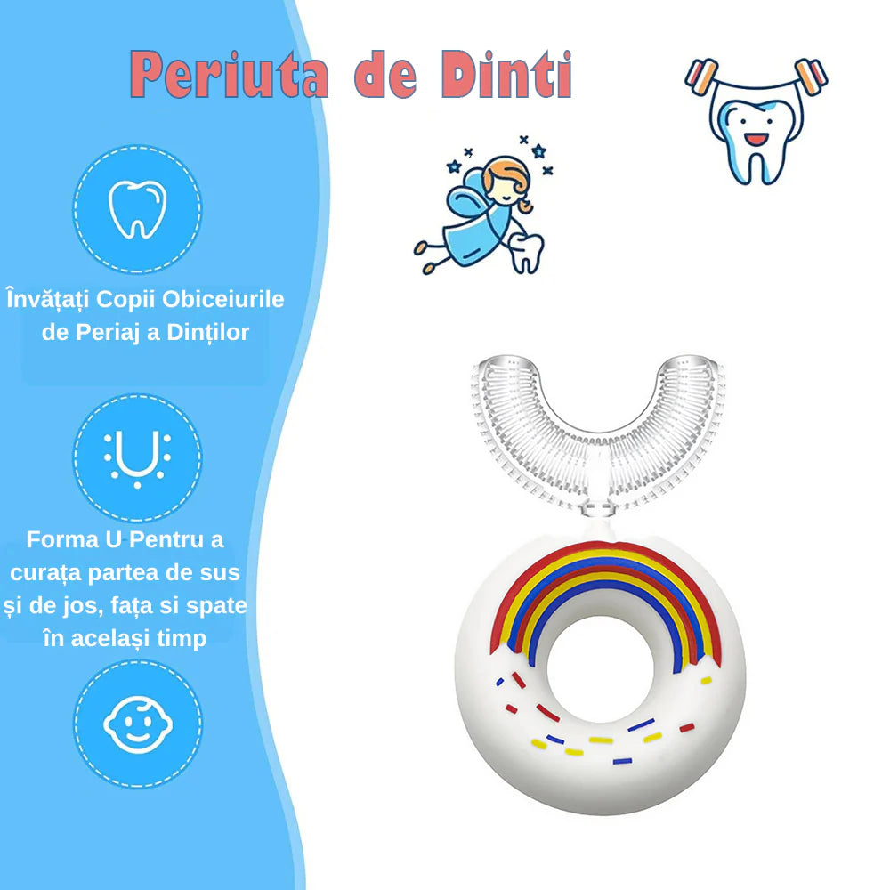 Periuta de Dinti Circulara U-shape, pentru Copii 2-6 ani, Naimeed D1000, Alb
