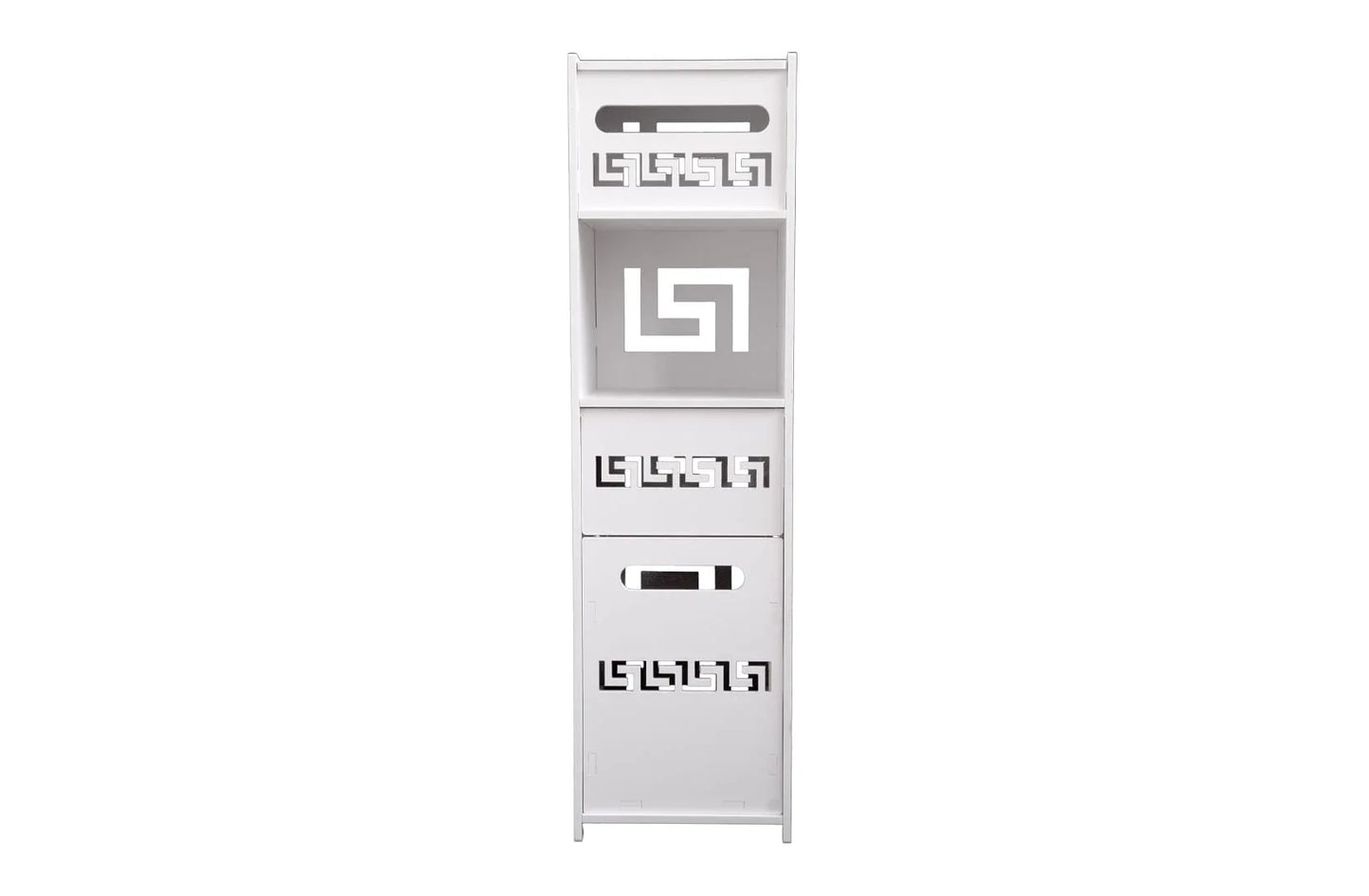 Dulapior cu un raft, compartiment pentru hartie si doua usi, Naimeed D147 PVC, culoare Alb, 25 x 90 x 25 cm