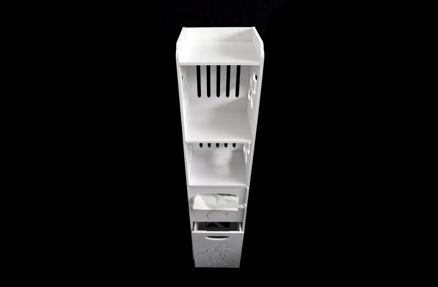 Dulapior cu 3 rafturi si compartiment pentru hartie, Naimeed D149 PVC, culoare Alb, 27 x 120 x 25 cm