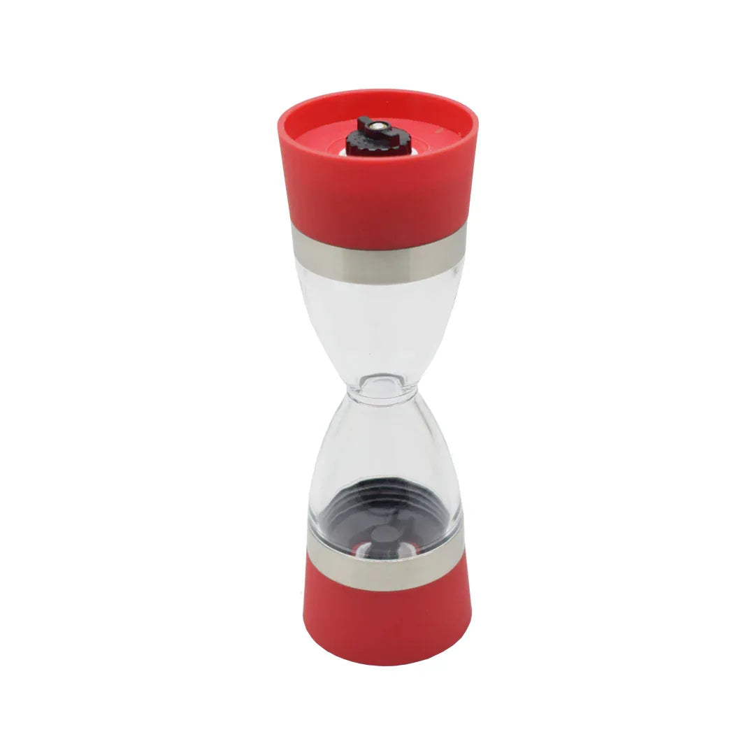 Rasnita dubla pentru sare si piper, Naimeed D2336, forma clepsidra, culoare Rosu, 18 x 6 cm