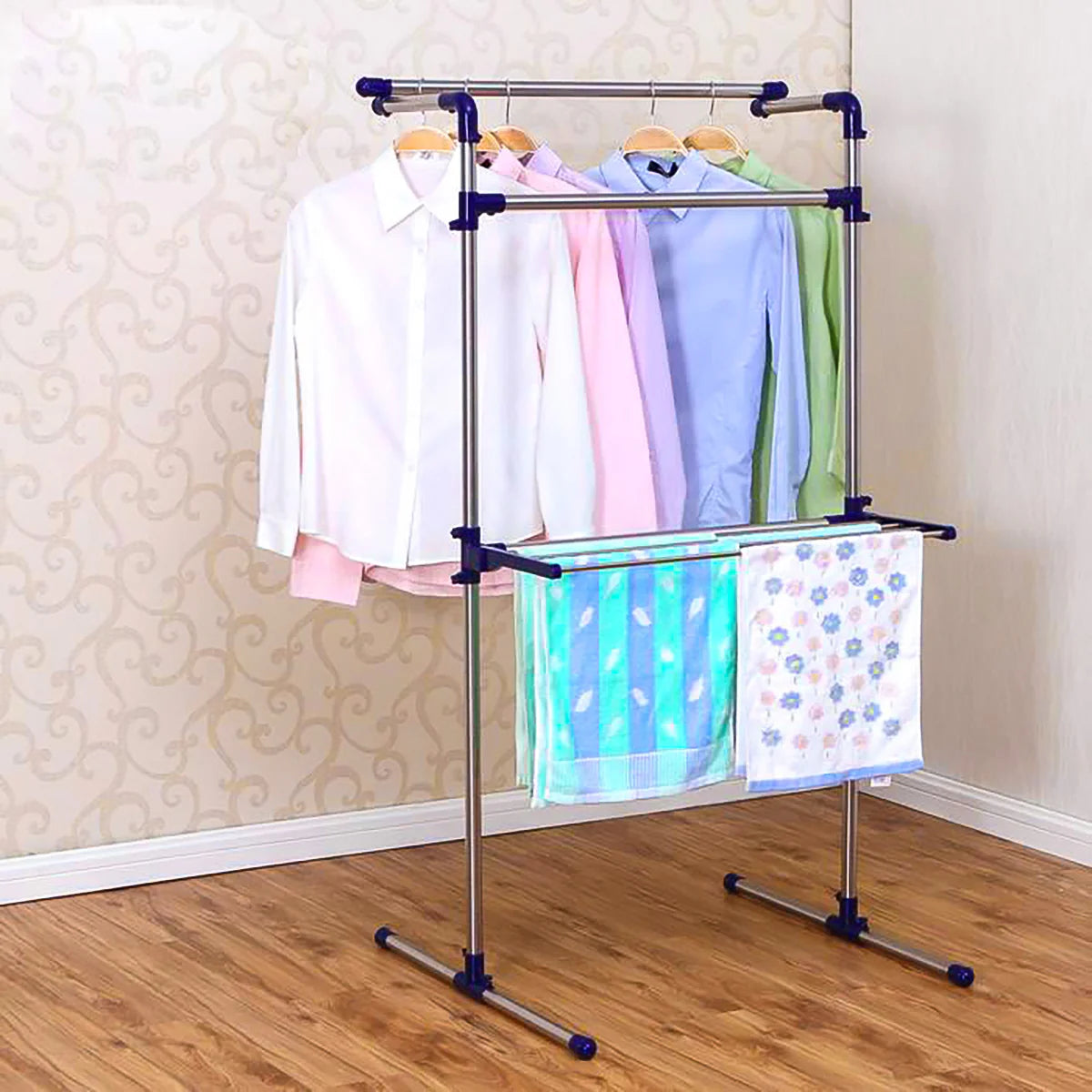 Suport haine, uscator rufe, pliabil, otel inoxidabil, Naimeed D2392, 78x72x147 cm