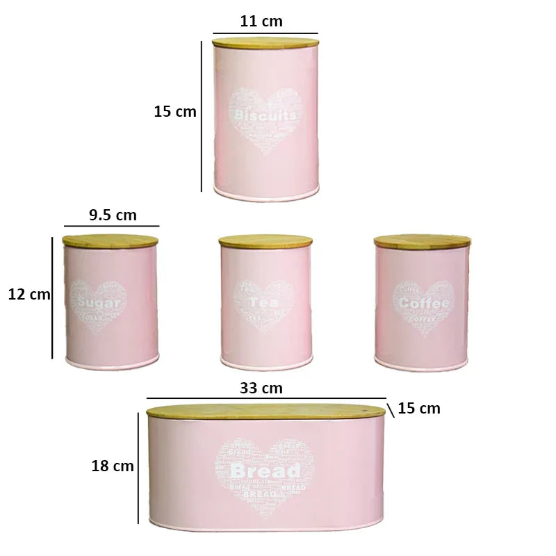 Set 5 cutii pentru depozitare, forma circulara, Naimeed D2601-ROTUND, Roz