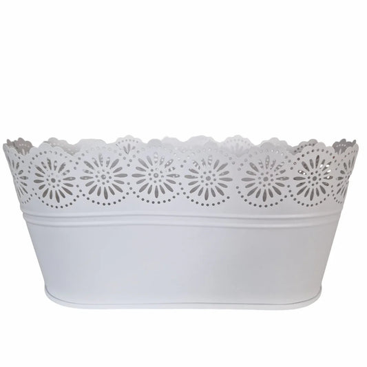 Vas decor din metal, Naimeed D2602, Alb, 130x275x135mm