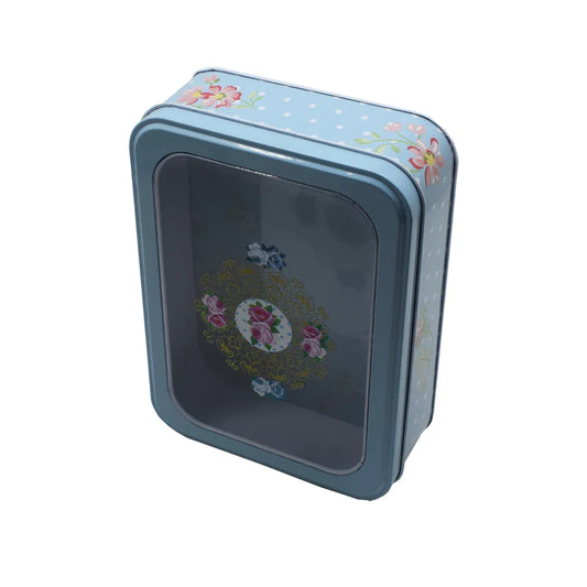 Cutie metalica cu capac transparent pentru decor/depozitare, Naimeed D2634 Buline, Multicolor, 19 x 15 x 6 cm