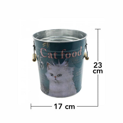 Galetusa decor cu capac din metal si manere din lemn, Naimeed D2644 Cat Food, Multicolor, 23 x 17 cm
