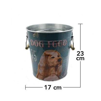 Galetusa decor cu capac din metal si manere din lemn, Naimeed D2644 Dog Food, Multicolor, 23 x 17 cm