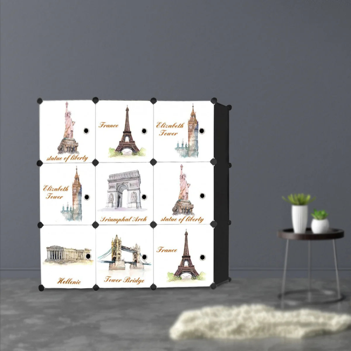 Dulap tip Soldat, Monuments Style, Negru, 9 Usi