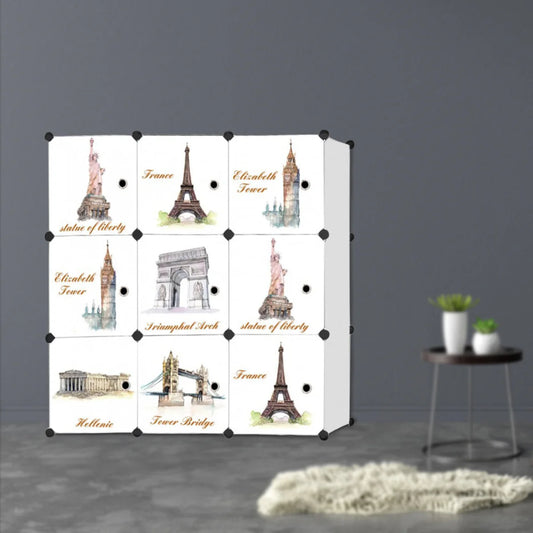 Dulap tip Soldat, Monuments Style, Alb, 9 Usi