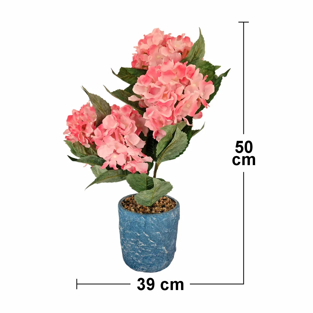 Floare artificiala in ghiveci, Hortensie, Naimeed D2854, 39x39x50cm, Roz