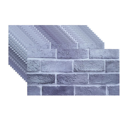 Set 12 panouri decorative, SXP + PVC, autoadezive, imitatie mozaic de caramida cu textura in relief, Naimeed D2949-model-2, 60x30x0.5 cm, Gri