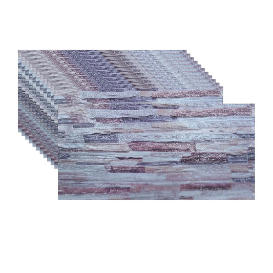 Set 12 panouri decorative, SXP + PVC, autoadezive, imitatie mozaic de piatra cu textura in relief, Naimeed D2949-model-3, 60x30x0.5 cm, Maro