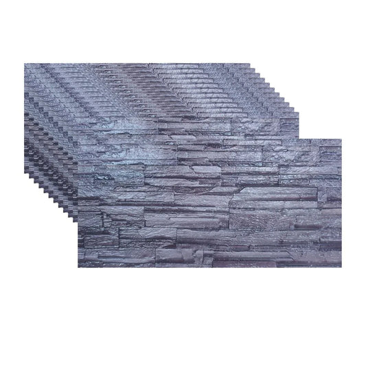 Set 12 panouri decorative, SXP + PVC, autoadezive, imitatie mozaic de piatra cu textura in relief, Naimeed D2949-model-4, 60x30x0.5 cm, Maro inchis