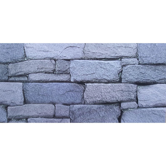 Set 12 panouri decorative, SXP + PVC, autoadezive, imitatie mozaic de caramida cu textura in relief, Naimeed D2949-model-6, 60x30x0.5 cm, Albastru