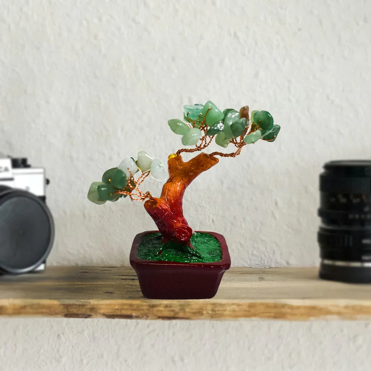 Copacel Feng Shui cu Pietre de Aventurin, Suport Ceramic, Naimeed, D3011VR, Inaltime 8cm