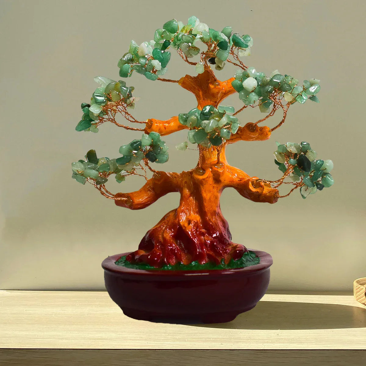Copacel Feng Shui cu Pietre de Aventurin, Suport Ceramic, Naimeed, D3013V, Inaltime 22cm