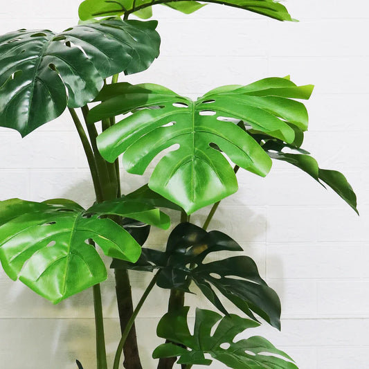 Copac artificial 12 frunze, Monstera fara ghiveci D3064, verde, 140 cm