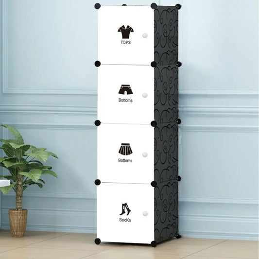 Dulap Modular, 4 Compartimente, Alb-Negru, D3202