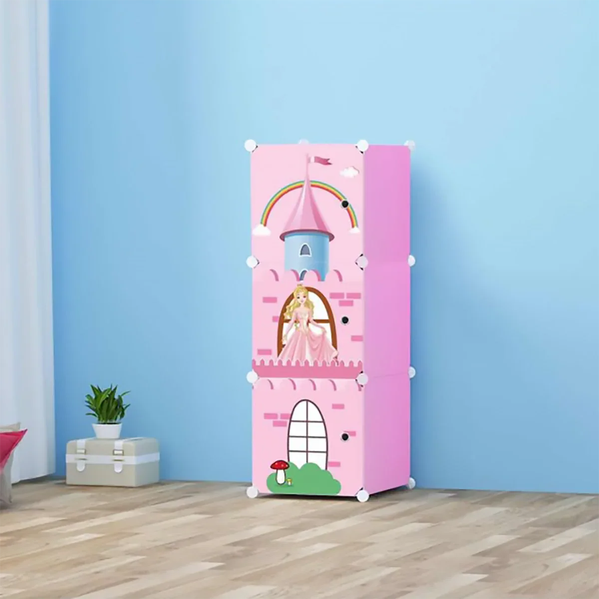 Dulap modular din plastic cu schelet metalic Castle Style, D3225, culoare Roz