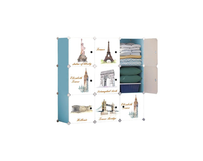 Dulap modular din plastic cu schelet metalic, D3253P, culoare Roz / Alb, 110 x 110 x 37 cm