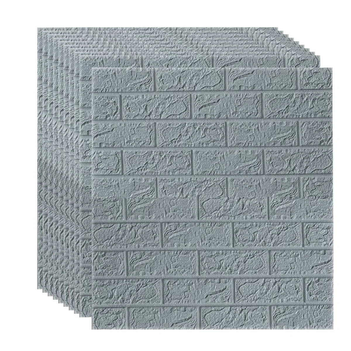 Set 10 x Tapet 3D autoadeziv, Naimeed D3314, model Caramida, 70 x 77 cm, Gri