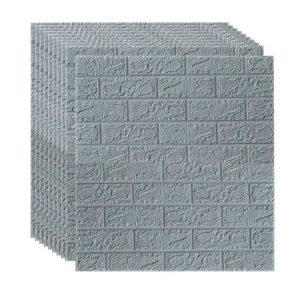 Set 10 x Tapet 3D autoadeziv, Naimeed D3314, model Caramida, 70 x 77 cm, Gri