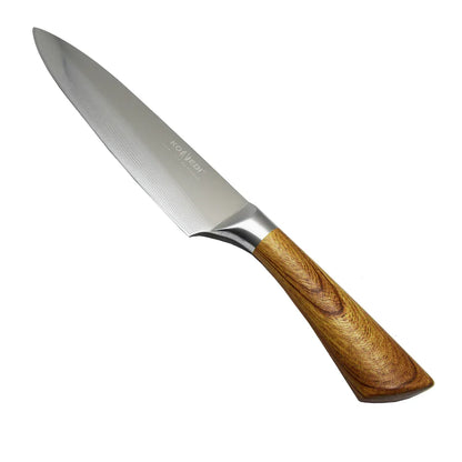 Cutitul bucatarului, Naimeed D3360, gama Konedi, otel inoxidabil, maner imitatie lemn, 20 cm