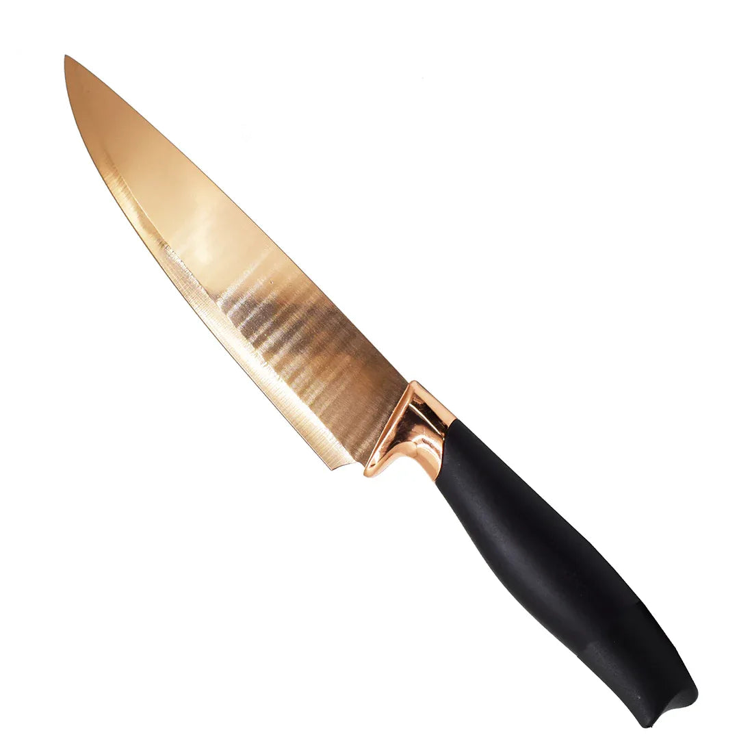 Cutitul bucatarului, Naimeed D3365, gama Konedi, otel inoxidabil, culoare Rosegold / Negru, 20 cm