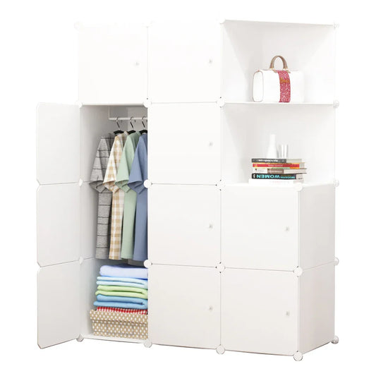 Dulap modular din plastic cu schelet metalic, D3384, culoare Alb, 147 x 110 x 37 cm