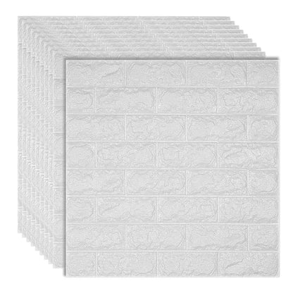 Set 10 x Tapet 3D autoadeziv, Naimeed D3401 Alb, model Caramida, 70 x 77 cm