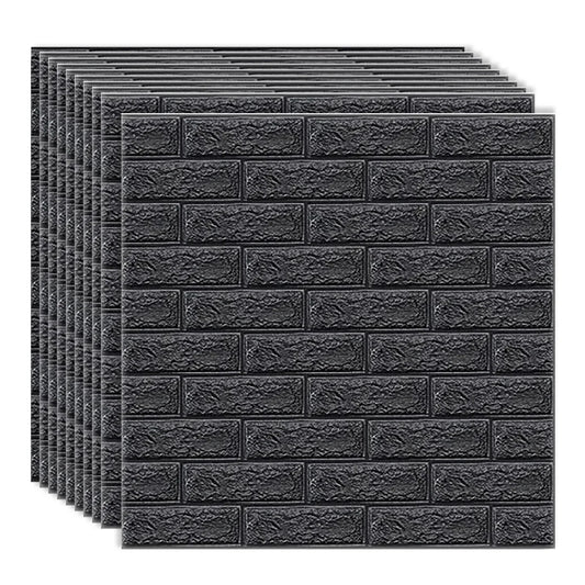 Set 10 x Tapet 3D autoadeziv, Naimeed D3402, model Caramida, 70 x 77 cm, 4mm grosime,  Negru
