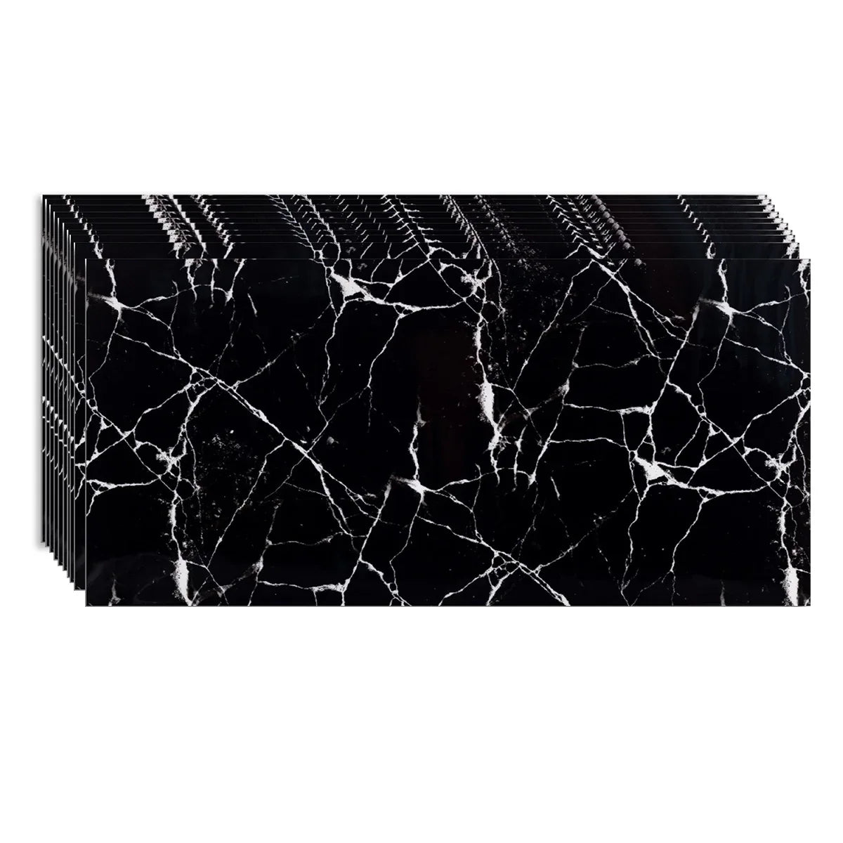 Set 10 panouri decorative, Autoadeziv, suprafata acoperita 1.8 mp, Naimeed D3492, 30x60 cm, Marmura Neagra