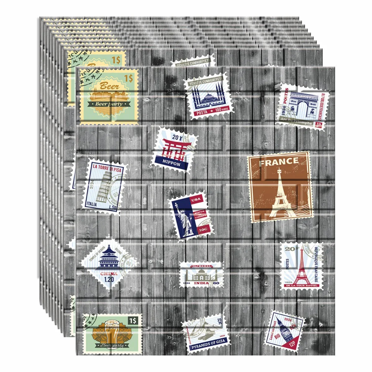 Set 10 x Tapet 3D autoadeziv, design modern, usor de curatat, 70x77 cm, Naimeed D3561