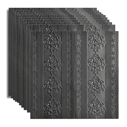 Set 10x Tapet 3D Autoadeziv, 5mm grosime, rezistent la apa, usor de curatat, 70x70cm, Naimeed D3601, model elegant, Negru