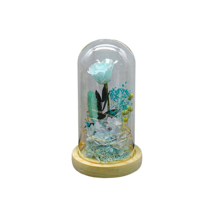 Aranjament floral in cupola de sticla, lumina Led, D4012, Blue